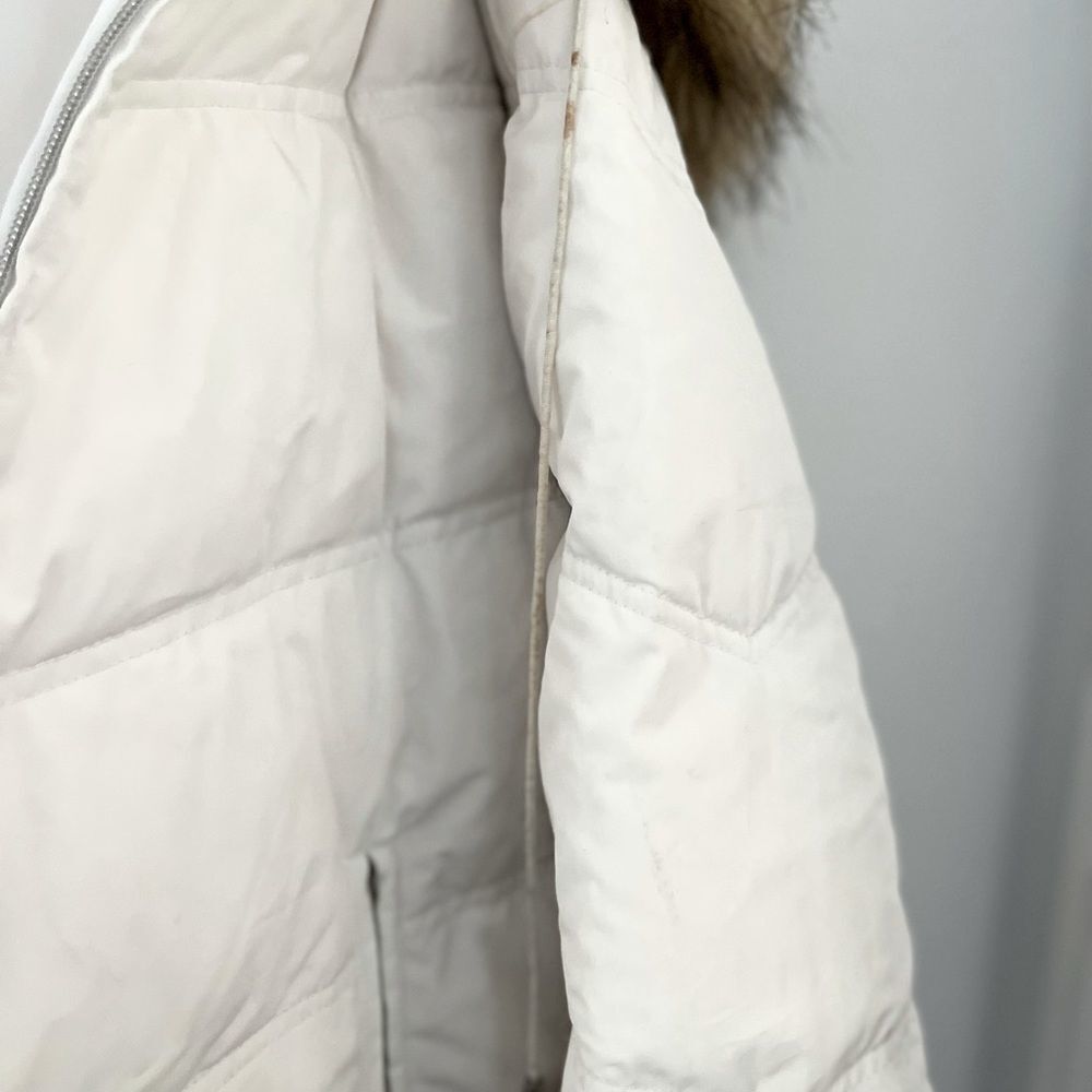 Giacca Puffer Jacket Winter Fur Lining White Brown Warm Coat Snow Jacket Size L‍ - Picture 4 of 9